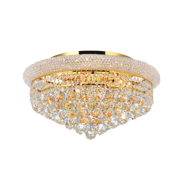 Empire Gold Eight-Light Flush Mount with K9 Clear Crystal, image 1