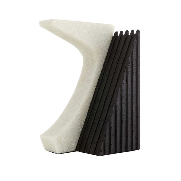 Jordono Ivory and Charcoal Ricestone Composite Bookends, Set of Two, image 3