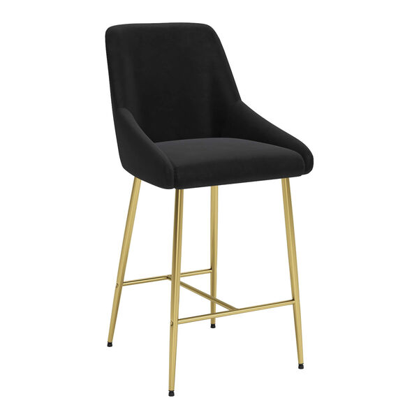 Madelaine Black and Gold Counter Height Bar Stool, image 1