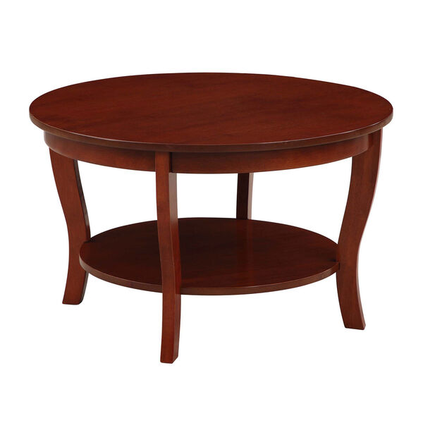 American Heritage Mahogany Round Coffee Table with Shelf, image 1