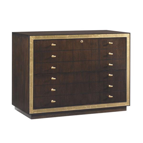 Bel Aire Walnut and Gold Beverly Palms File Chest, image 1