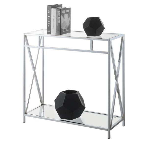 Oxford Glass Chrome Hall Table with Shelf, image 4