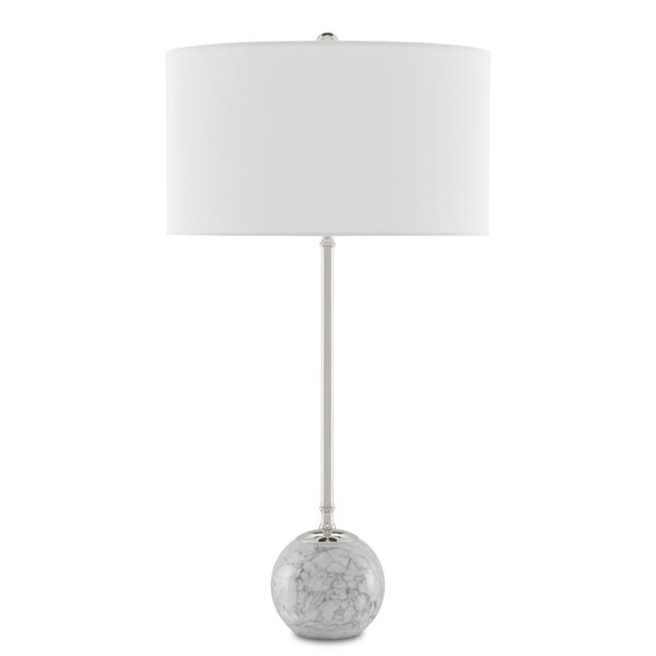 Villette Gray White Veined Marble Polished Nickel One-Light Table Lamp, image 2