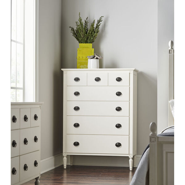 White Five-Drawer Wood Dresser, image 3