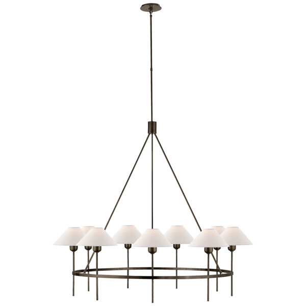 Hackney Large Chandelier in Bronze with Natural Paper Shades by J. Randall Powers, image 1