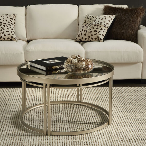 Samantha Champagne Silver Antique Mirror Top Coffee Table, image 5