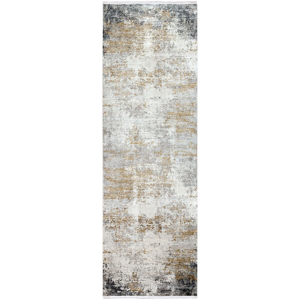 Solar Taupe and Yellow Runner: 3 Ft. x 9 Ft. 10 In. Rug, image 1