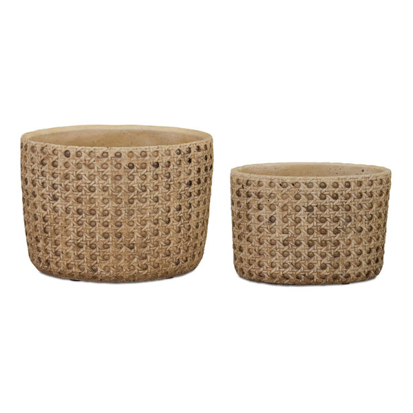Light Brown Cement Pot , Set of Two, image 1