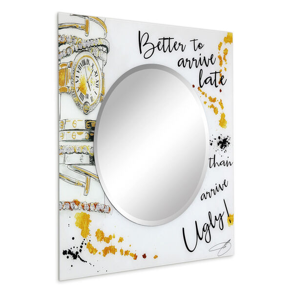 Ugly Never! Gold 36 x 36-Inch Round Beveled Wall Mirror, image 2
