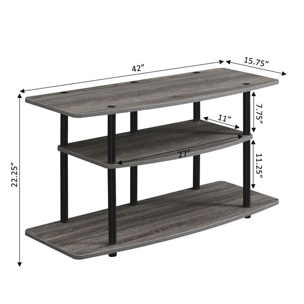 Designs2Go Weathered Gray Black Three-Tier Wide TV Stand, image 4