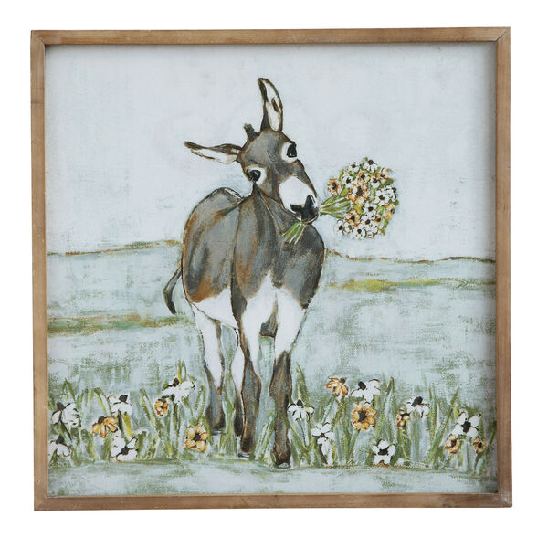 Donkey 20 In. Square Wood Framed Canvas Wall Décor, image 1