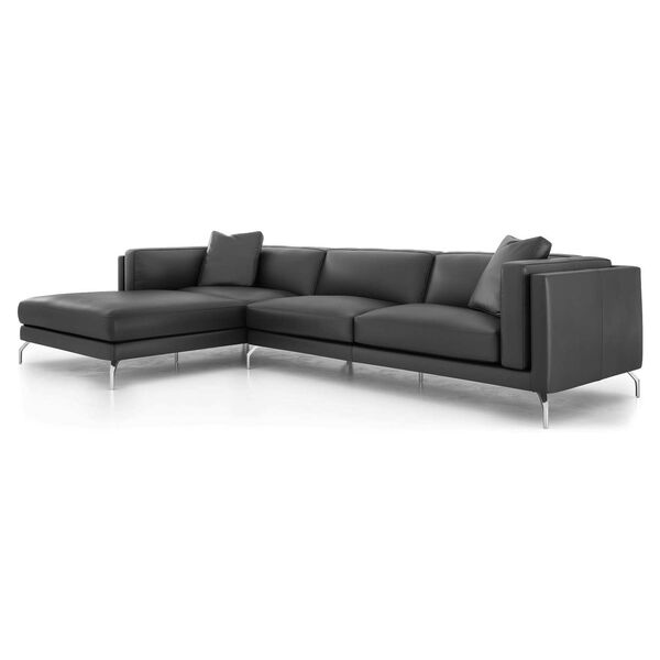 Felton Graphite Leather Left-Facing Chaise Sectional Sofa, image 2