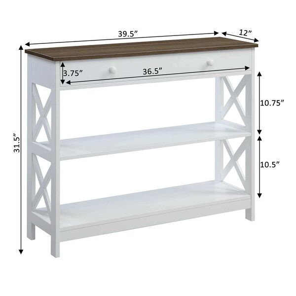 Oxford One Drawer Console Table in Driftwood White, image 5