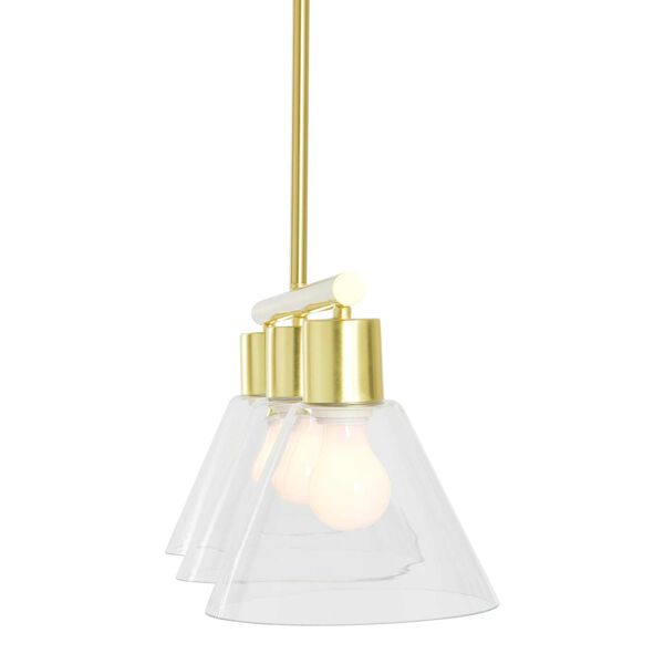 Gold Three-Light Mini Pendant with Clear Shade, image 3