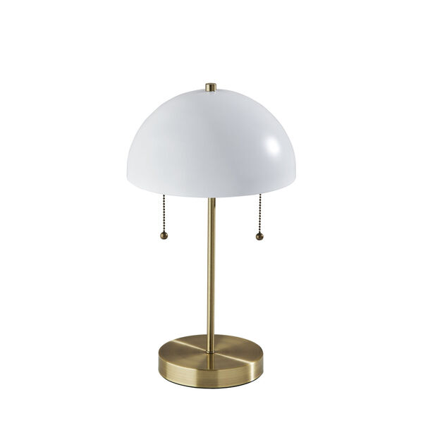 Bowie Antique Brass and White Two-Light Table Lamp, image 1