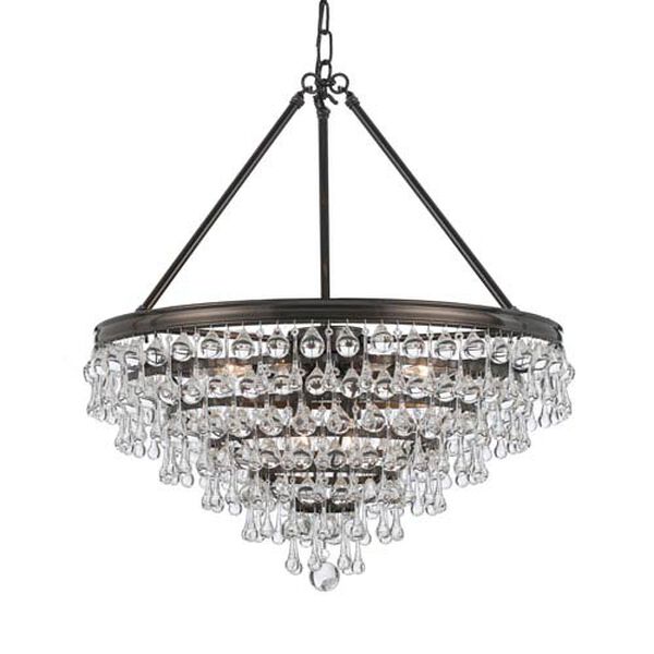 Hopewell Bronze Eight-Light Chandelier with Clear Crystal, image 1