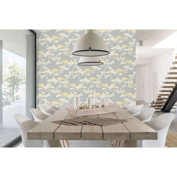 NextWall Gray Cyprus Blossom Peel and Stick Wallpaper, image 6