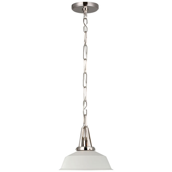 Layton 10-Inch Pendant in Polished Nickel with Matte White Shade by Chapman  and  Myers, image 1