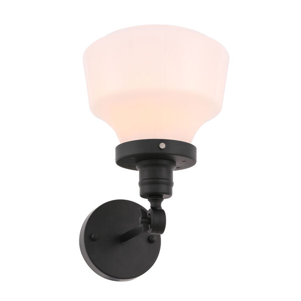 Lyle Black Eight-Inch One-Light Wall Sconce with Frosted White Glass, image 6