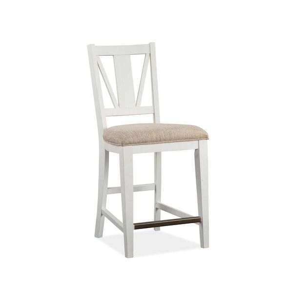 Heron Cove Aged Pewter Wood Counter Chair with Upholstered Seat, image 3