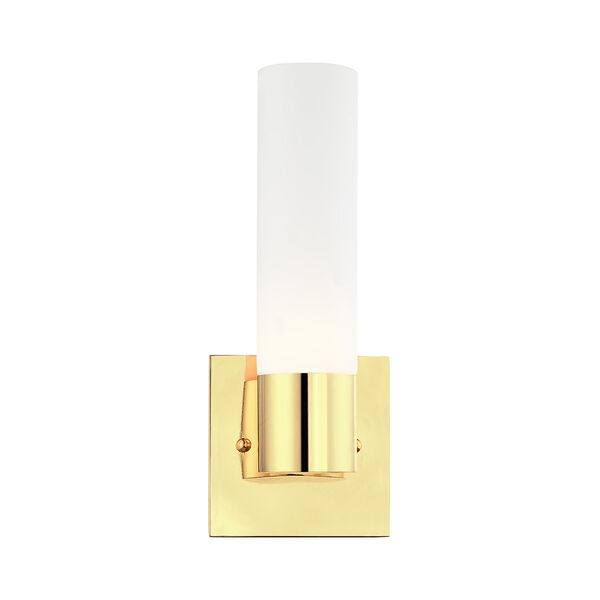 Aero Polished Brass 5-Inch One-Light ADA Wall Sconce with Hand Blown Satin Opal White Twist Lock Glass, image 3