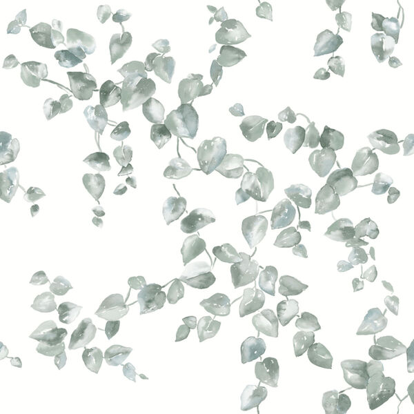 Simply Farmhouse Gray and White Creeping Fig Vine Wallpaper, image 2