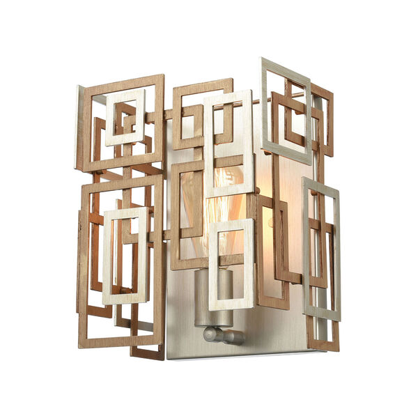 Gridlock Matte Gold and Aged Silver One-Light Wall Sconce, image 1