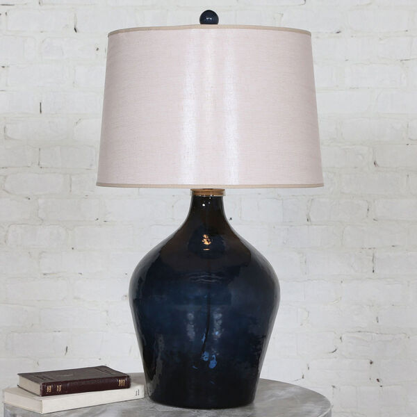 Lamone Nickel Blue Glass Lamp, image 2
