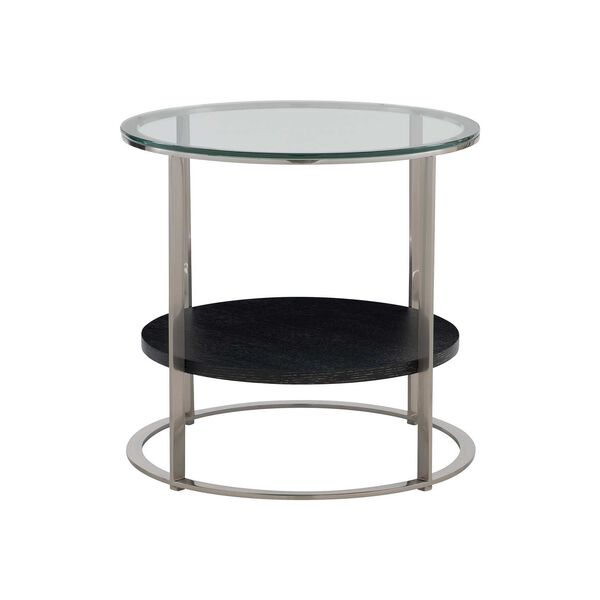 Lafayette Dark Cerused Mink and Stainless Steel Side Table, image 1