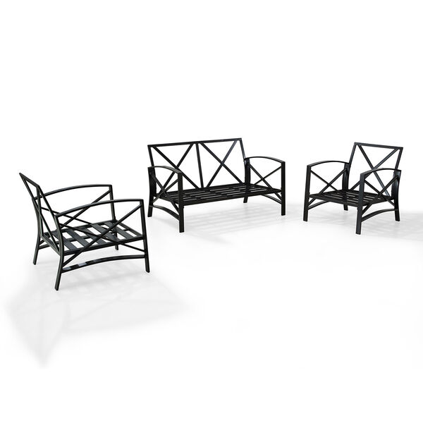 Kaplan 3 Piece Outdoor Seating Set With Oatmeal Cushion - Loveseat, Two Outdoor Chairs, image 4