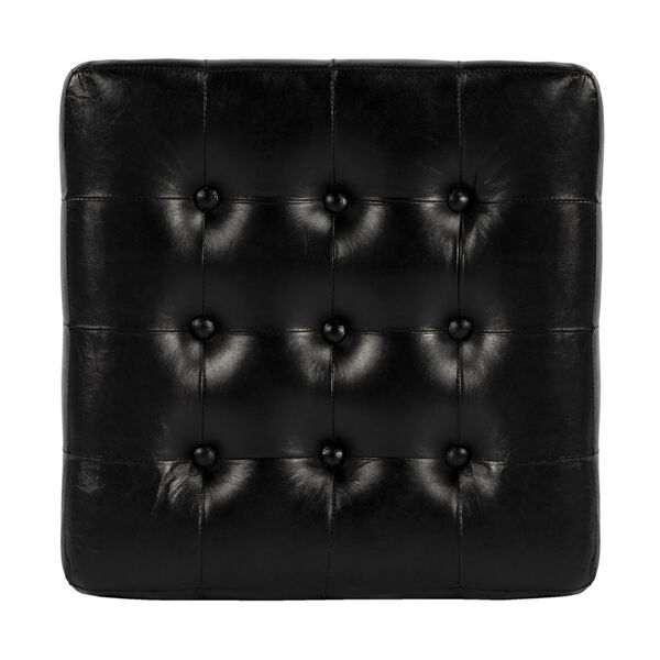 Accent Seating Leon Black Leather Ottoman, image 5