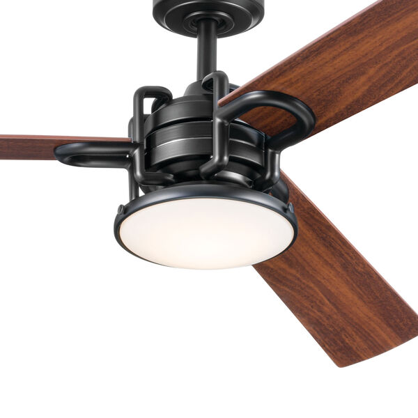 Satin Black 52-Inch LED Pillar Ceiling Fan with Reversible Blades, image 6