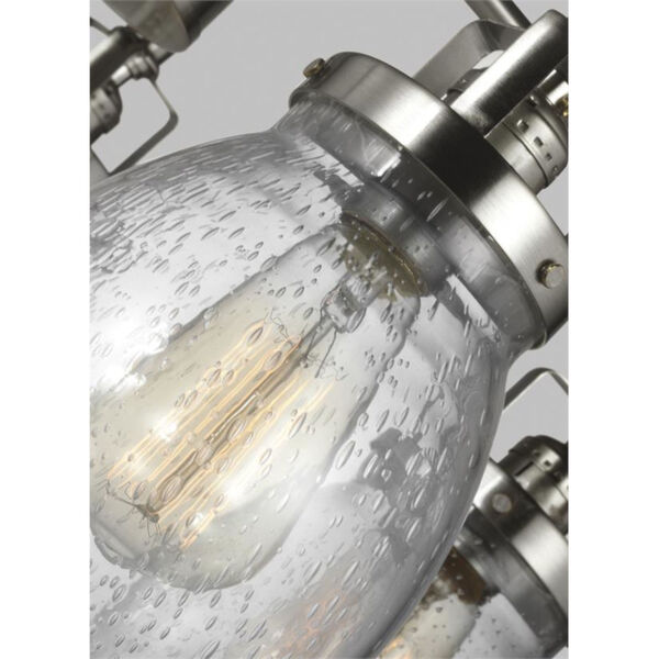 Belton Brushed Nickel 24-Inch Five-Light LED Chandelier with Seeded Glass, image 6