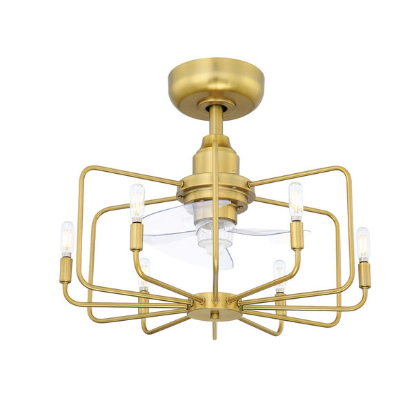 Influencer Brushed Satin Brass 22-Inch Six-Light LED Indoor Ceiling Fan, image 1