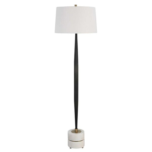 Miraz Brushed Brass and White One-Light Floor Lamp, image 4