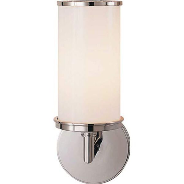 Cylinder Sconce in Polished Nickel with White Glass by Studio VC, image 1