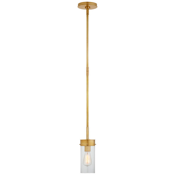 Marais Petite Pendant in Hand-Rubbed Antique Brass with Clear Glass by Thomas O'Brien, image 1