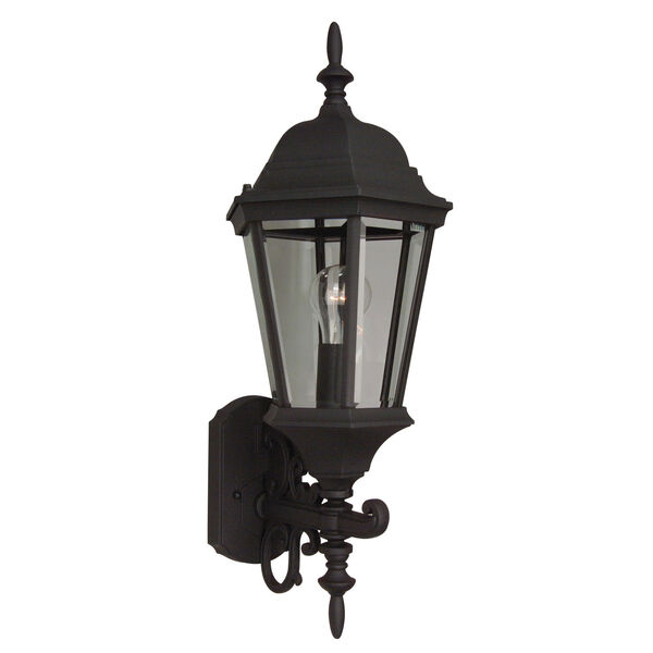 Straight Glass Matte Black One-Light 24-Inch Outdoor Wall Mount, image 1