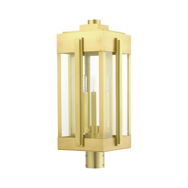 Lexington Natural Brass Three-Light Outdoor Post Lantern, image 2