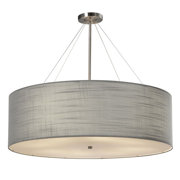 Textile Classic Brushed Nickel and Gray Eight-Light Pendant, image 1
