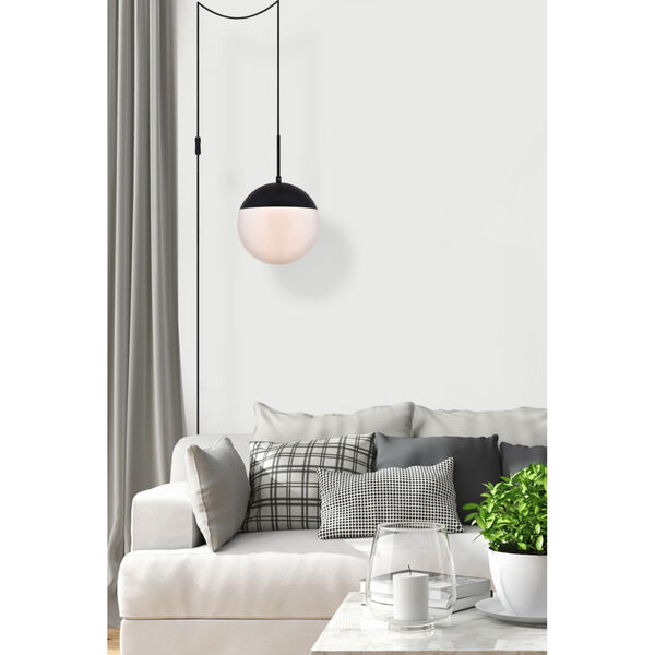 Eclipse Black and Frosted White 10-Inch One-Light Plug-In Pendant, image 6