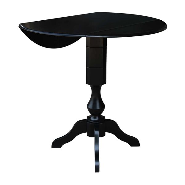 Black 42-Inch High Round Pedestal Dual Drop Leaf Dining Table, image 3