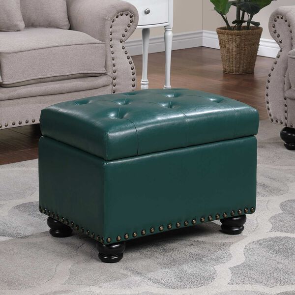 Designs 4 Comfort Forest Green Faux Leather 5th Avenue Storage Ottoman, image 2