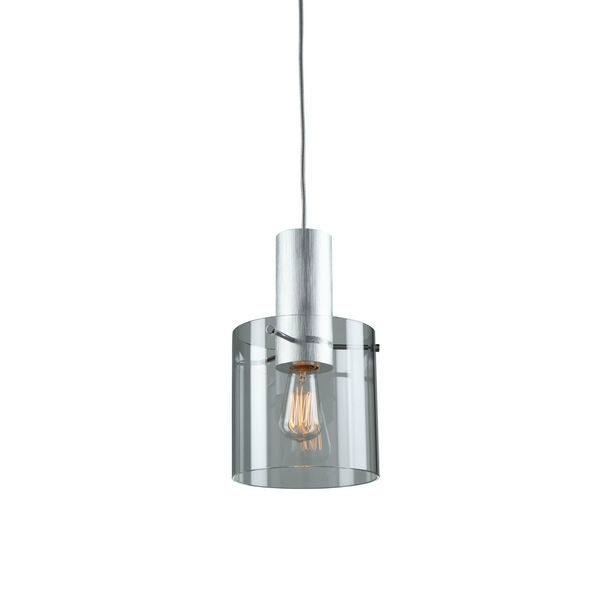 Henley Brushed Aluminium One-Light Pendant with Clear Glass, image 1