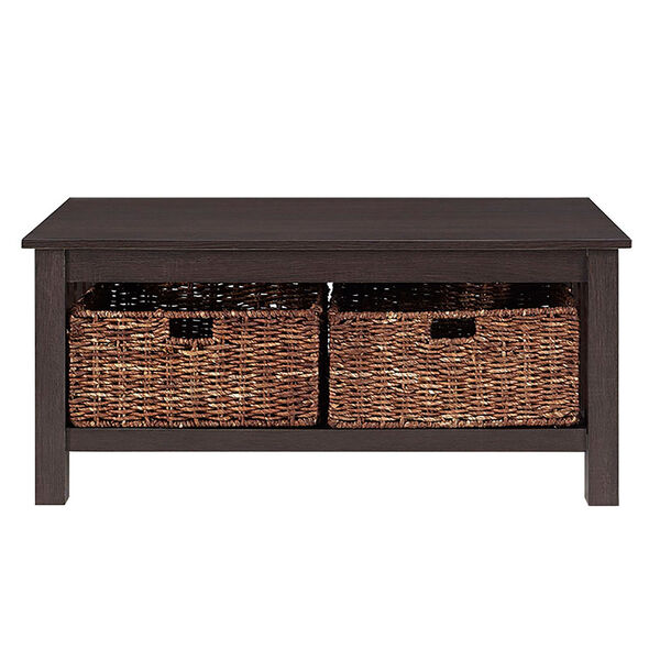 40-inch Wood Storage Coffee Table with Totes - Espresso, image 3