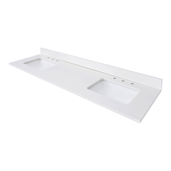 Lotte Radianz Everest White 73-Inch Vanity Top with Dual Rectangular Sink, image 3
