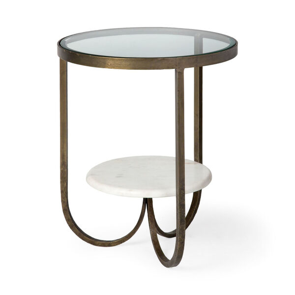 Reinhardt II Gold Round Glass Top End Table, image 1