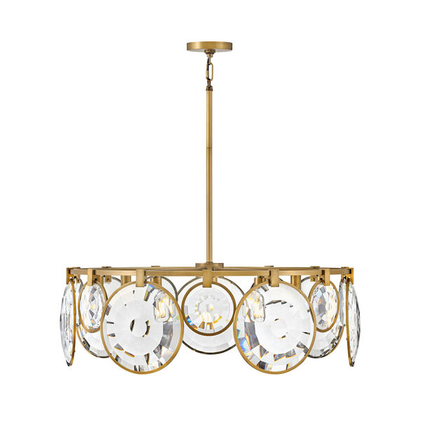 Nala Heritage Brass Seven-Light Drum Chandelier with Optic Crystal Glass, image 1