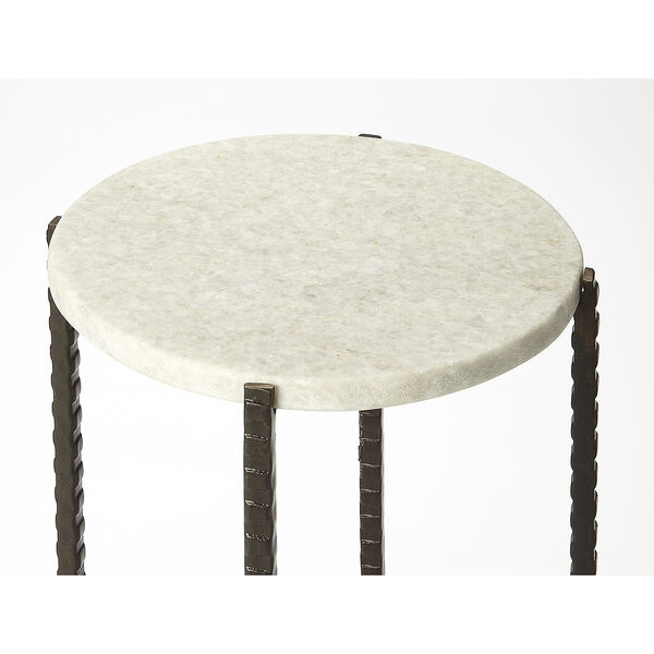 Nigella White Marble and Black Cross Legs Side Table, image 2