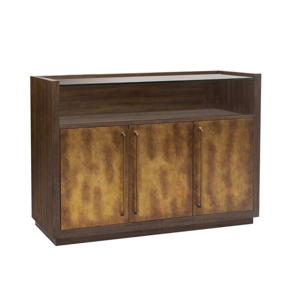 Pulaski Brown Three Door Bar Cabinet with Glass Shelves, image 6